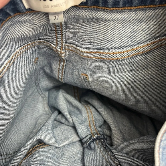 AGOLDE Pinch Waist High Rise Kick Jeans Womens Size 27 Raw Hem Ankle Crop Denim - Picture 10 of 16